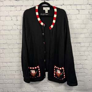 Lisa international Santa Christmas Cardigan 3X